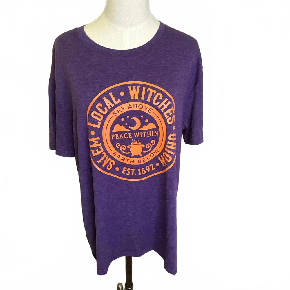 No Brand Women's XL Purple Salem Witch Trials Halloween T-Shirt Short Sleeve
